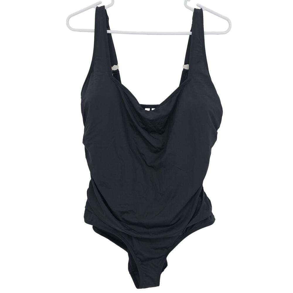 Anne Cole Womans size 16 Live in Color Square Neck One-Piece Swimsuit Black NEW